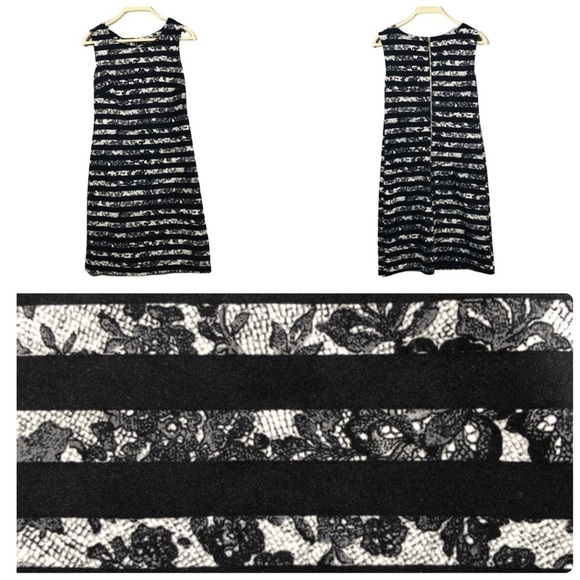 Worthington Sundress Sleeveless Dress Size S Black Stripe Flower Casual Work - Picture 1 of 12